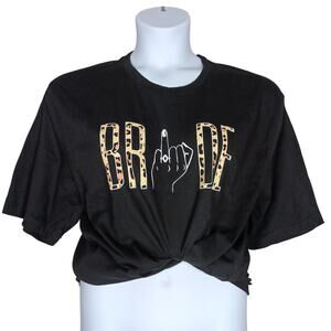 Bride Animal Print Text on Black Background Tee Size 3XL Short Sleeve